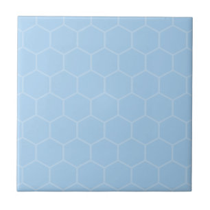 Light sky blue hexagon geometric mosaic design ceramic tile