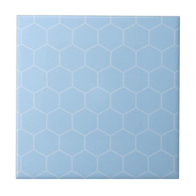 Light sky blue hexagon geometric mosaic design ceramic tile (Front)