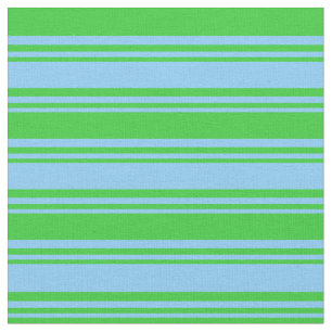 Light Sky Blue & Lime Green Colored Stripes Fabric