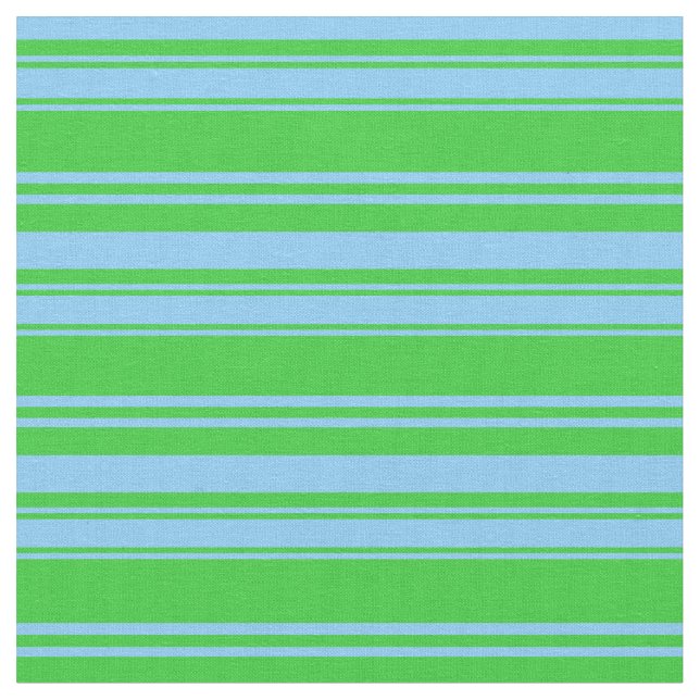 Light Sky Blue & Lime Green Stripes Pattern Fabric (Close Up)
