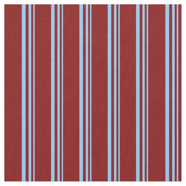Light Sky Blue & Maroon Colored Lines Fabric (Close Up)