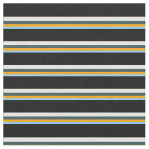 Light Sky Blue, Orange, Slate Gray, White & Black Fabric