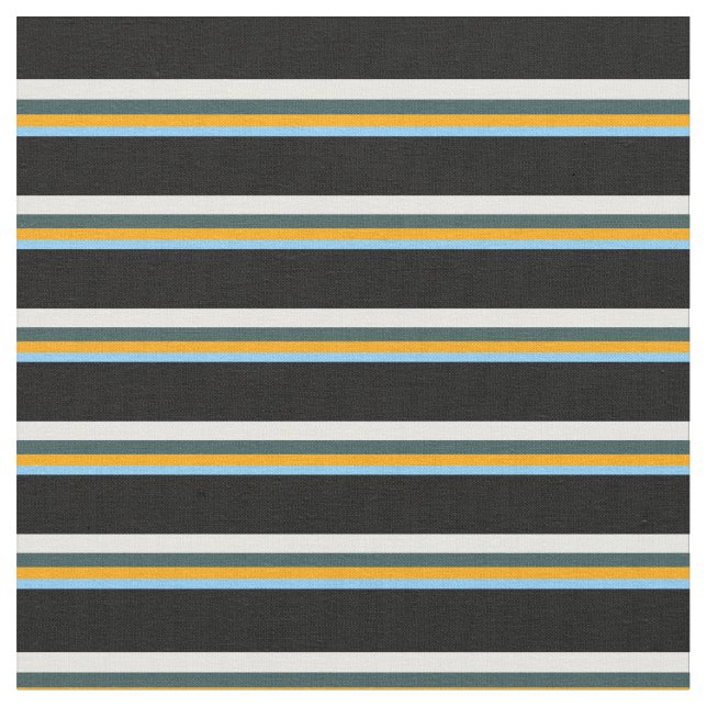 Light Sky Blue, Orange, Slate Gray, White & Black Fabric (Close Up)