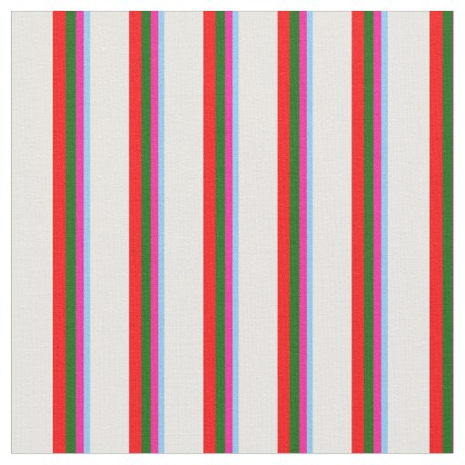 Light Sky Blue, Pink, Dark Green, Red & Mint Cream Fabric