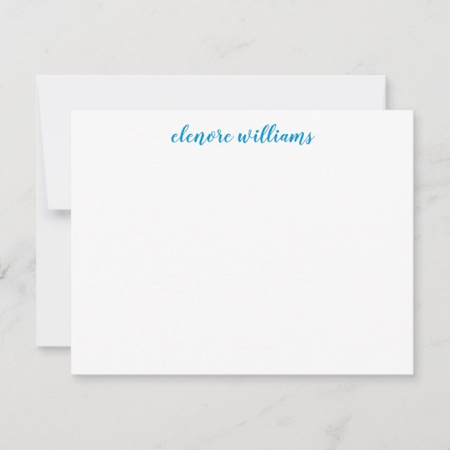 Light Sky Blue Preppy Modern Elegant Script Note Card (Front)
