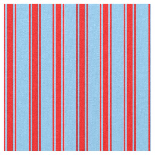 Light Sky Blue & Red Lined Pattern Fabric