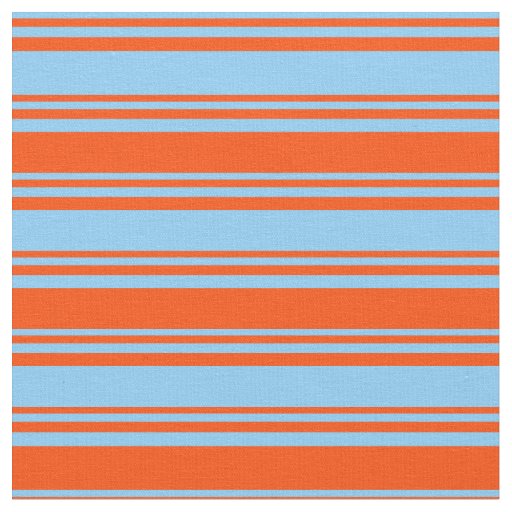 Light Sky Blue & Red Lines Pattern Fabric