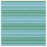 [ Thumbnail: Light Sky Blue & Sea Green Lines/Stripes Pattern Fabric ]