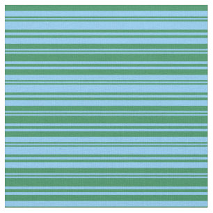 Light Sky Blue & Sea Green Lines/Stripes Pattern Fabric