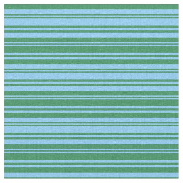 Light Sky Blue & Sea Green Lines/Stripes Pattern Fabric (Close Up)