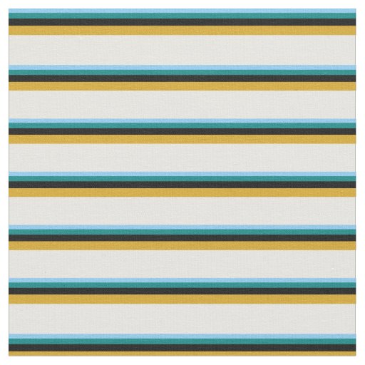 Light Sky Blue, Teal, Black, Goldenrod, Mint Cream Fabric