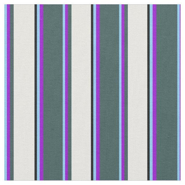 Light Sky Blue, Violet, Gray, Mint Cream & Black Fabric (Close Up)