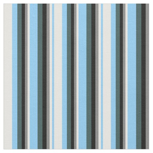 Light Sky Blue, White, Grey, Black & Slate Gray Fabric