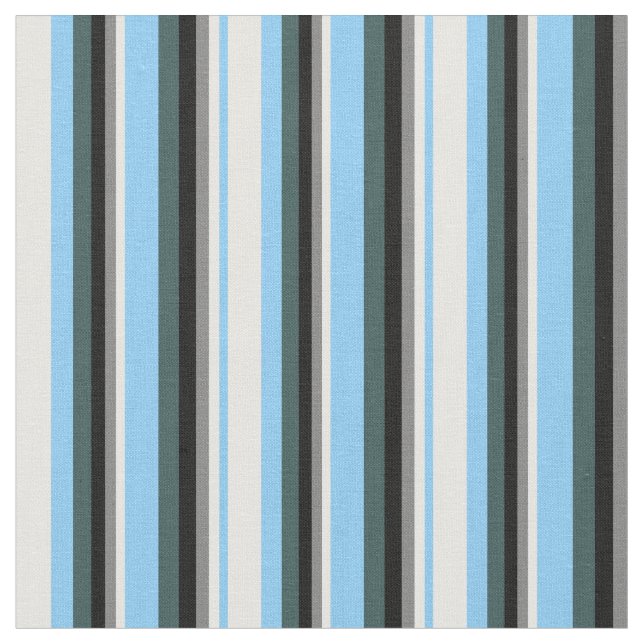 Light Sky Blue, White, Grey, Black & Slate Gray Fabric (Close Up)