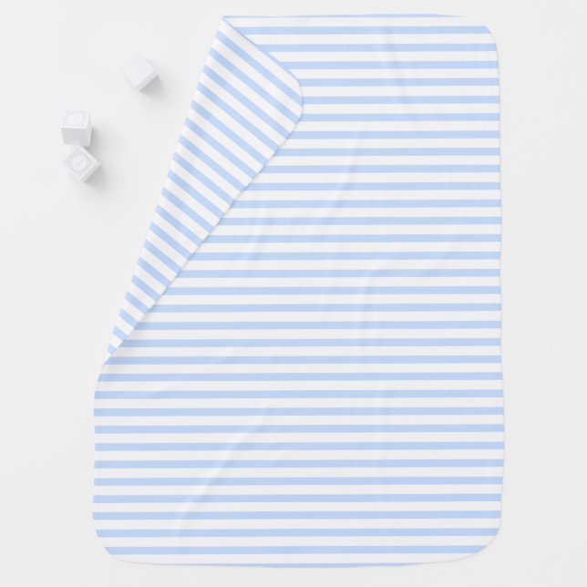 Light sky blue White Stripes pattern Baby Blanket (In Situ)