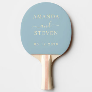 Light Sky Couple Names with Wedding Date Ping Pong Paddle