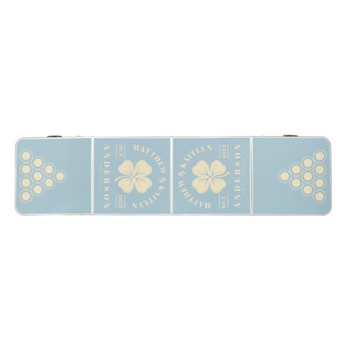 Light Sky Irish Lucky Clover Wedding Crest Beer Pong Table