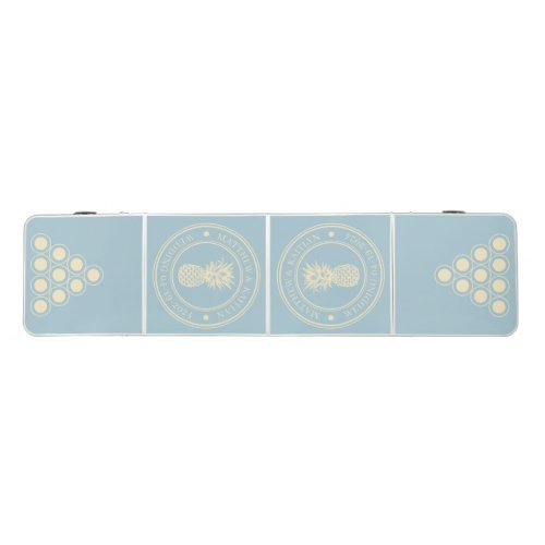 Light Sky Pineapple Wedding Crest &amp; Names Beer Pong Table