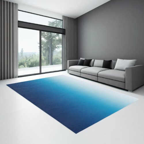 Light Sky to Dark Ocean Blue Ombre Rug