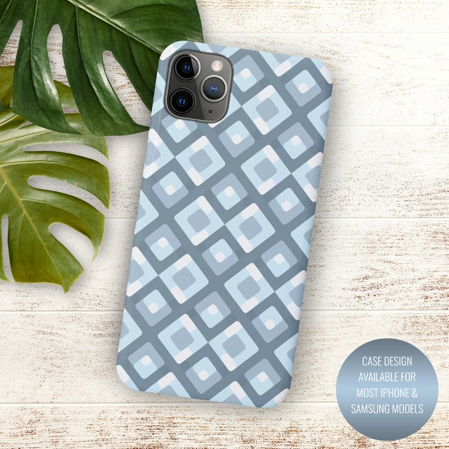 Light Slate Blue Gray Midcentury Squares Pattern Case-Mate iPhone Case (Creator Uploaded)