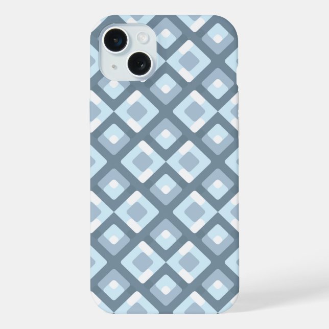 Light Slate Blue Gray Midcentury Squares Pattern Iphone Case (Back)