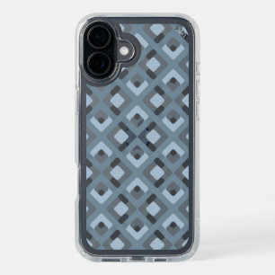Light Slate Blue Gray Midcentury Squares Pattern iPhone 16 Plus Case