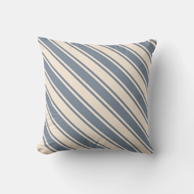 Light Slate Gray and Beige Striped/Lined Pattern Throw Pillow (Front)