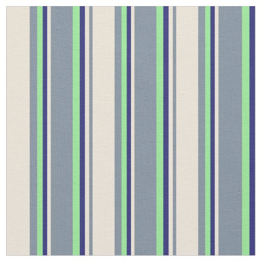 Light Slate Gray, Bisque, Midnight Blue & Green Fabric