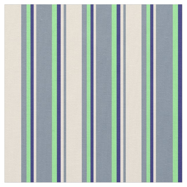 Light Slate Gray, Bisque, Midnight Blue & Green Fabric (Close Up)