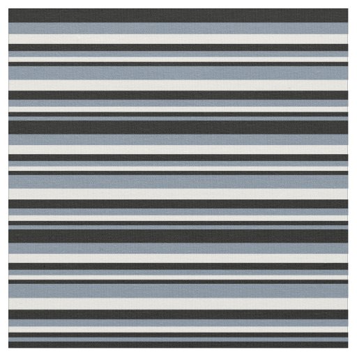 Light Slate Gray, Black & White Lines Fabric