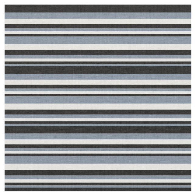Light Slate Gray, Black & White Lines Fabric (Close Up)