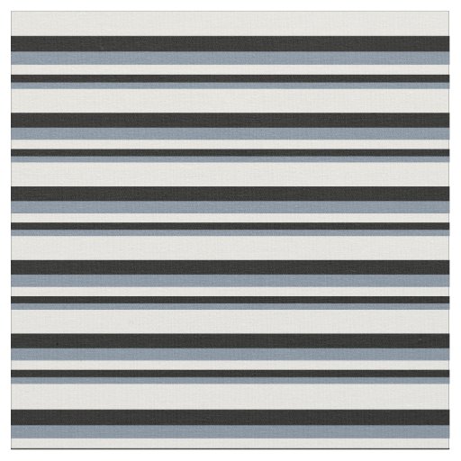Light Slate Gray, Black & White Stripes Fabric