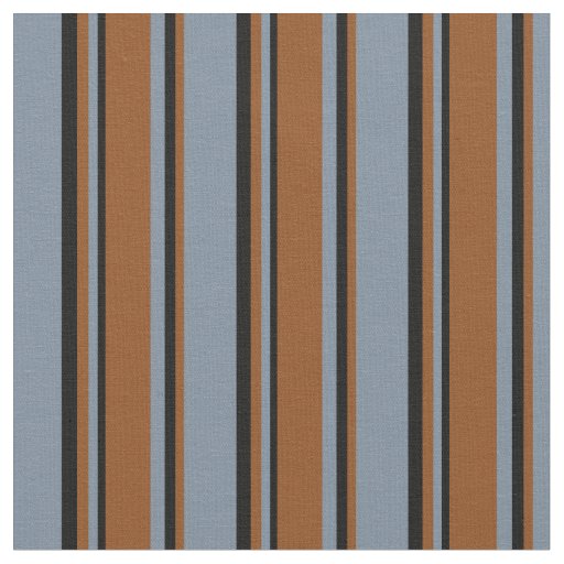 Light Slate Gray, Brown & Black Lines Pattern Fabric