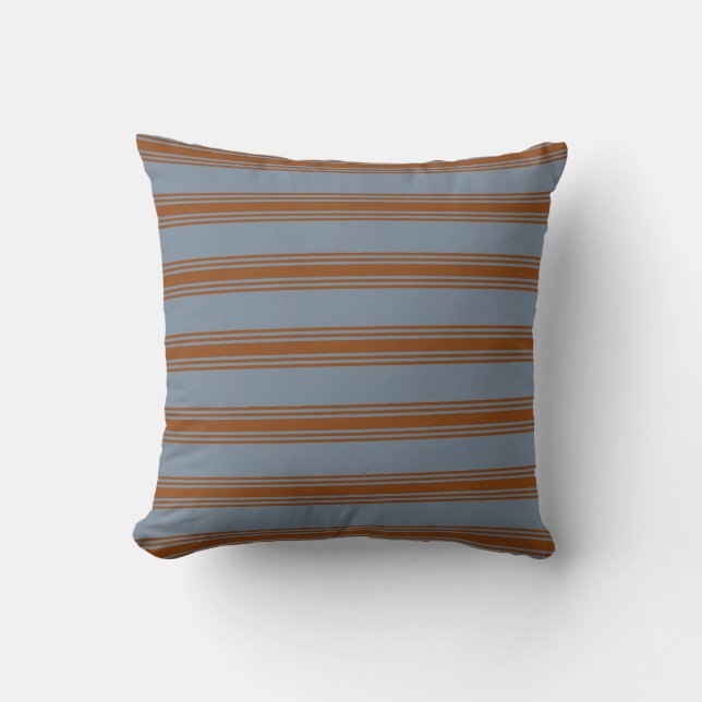 Light Slate Gray & Brown Stripes/Lines Pattern Throw Pillow (Front)