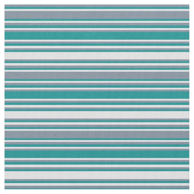 Light Slate Gray, Dark Cyan & Lavender Stripes Fabric (Close Up)
