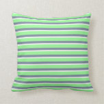 [ Thumbnail: Light Slate Gray, Green & White Colored Lines Throw Pillow ]