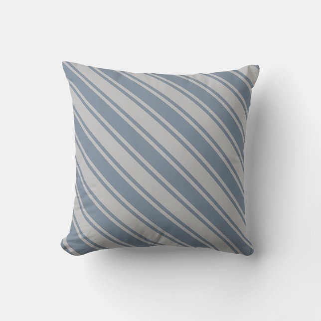 Light Slate Gray & Grey Lines/Stripes Pattern Throw Pillow (Front)