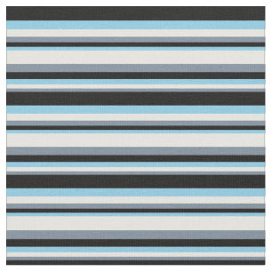 Light Slate Gray, Mint Cream, Sky Blue & Black Fabric