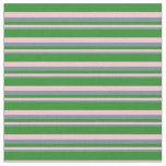[ Thumbnail: Light Slate Gray, Pink, and Forest Green Stripes Fabric ]