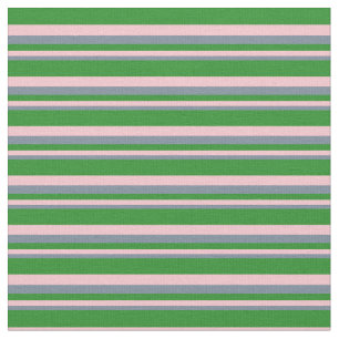 Light Slate Gray, Pink, and Forest Green Stripes Fabric
