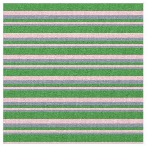 Light Slate Gray, Pink, and Forest Green Stripes Fabric