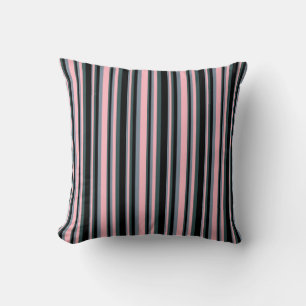Light Slate Gray, Pink, Dark Slate Gray & Black Throw Pillow