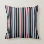 [ Thumbnail: Light Slate Gray, Pink, Dark Slate Gray & Black Throw Pillow ]