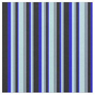 Light Slate Gray, Powder Blue, Blue & Black Lines Fabric