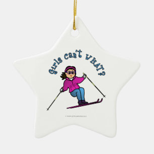 Light Snow Skier Ceramic Ornament