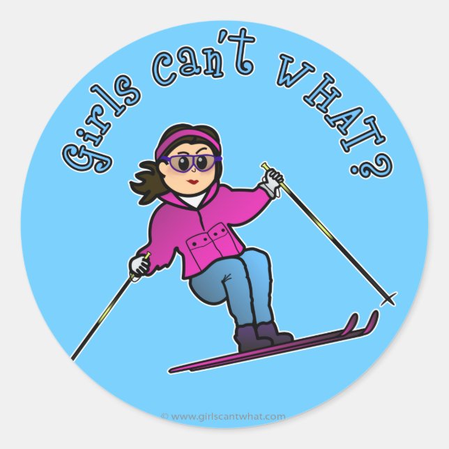 Light Snow Skier Classic Round Sticker (Front)