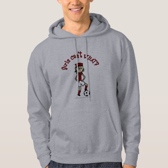 Light Soccer Girl in Red Hoodie