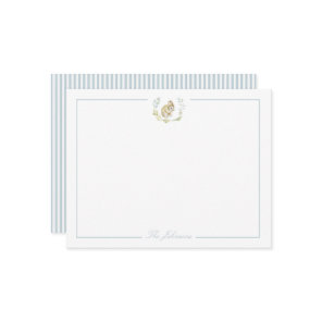 Light Soft Blue with Bunny Personalized Stationery Note Card