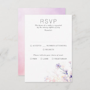 Light Soft Floral Purple Wedding RSVP Cards