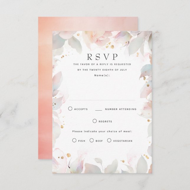 Light Soft Floral Wedding RSVP Cards (Front/Back)